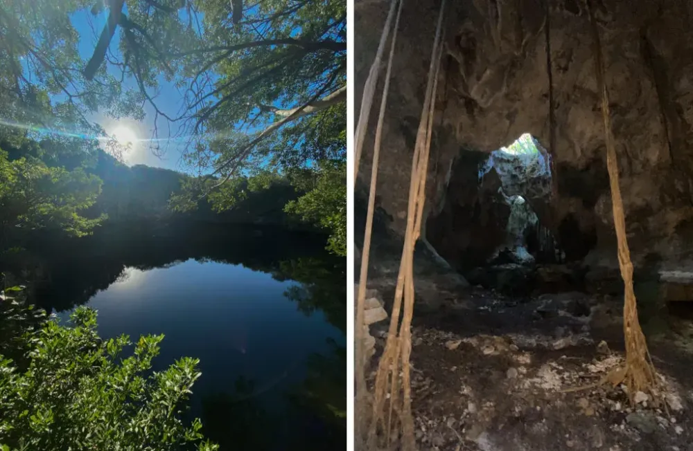Boiling Hole (left) and Cathedral Cave (right) on Eleuthera, Bahamas